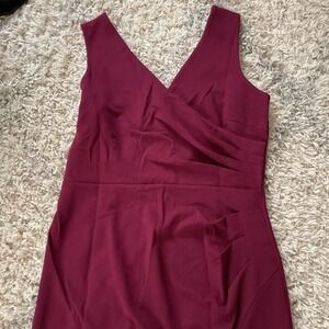 Woosea‎ Womens Burgundy V Neck Sleeveless Pleated Mermaid Maxi Dress L